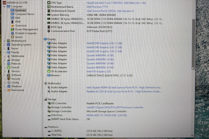 Ноутбук Dell Precision 7710 | 17.3" FHD IPS | i7-6820HQ | Quadro M4000M | 16RAM | 256SSD Б/В - Фото 7 Ноутбук Dell Precision 7710 | 17.3" FHD IPS | i7-6820HQ | Quadro M4000M | 16RAM | 256SSD Б/В - зображення 7