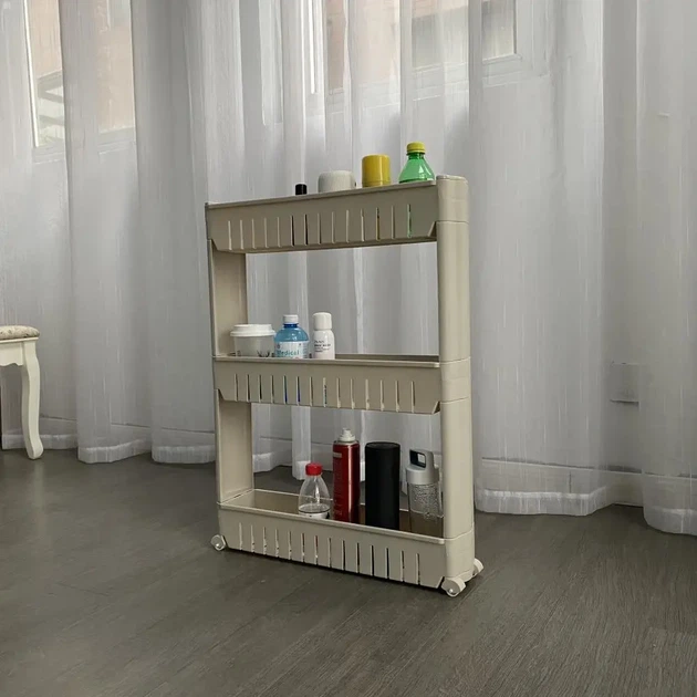 Полиця етажерка для ванної Bonro B03 54х13х72 см на колесах пластикова Сіра (117-76-42400271) - Фото 2 Полиця етажерка для ванної Bonro B03 54х13х72 см на колесах пластикова Сіра (117-76-42400271) - зображення 2