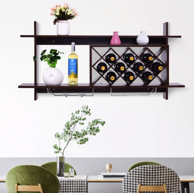 Настенная винная стойка Costway Kasta в стиле Loft - Фото 5 Настенная винная стойка Costway Kasta в стиле Loft - изображение 5