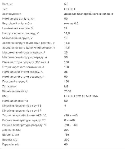 Акумулятор LP LiFePO4 12V-50Ah (BMS 50A/25А) універсальний пусковий із зарядним пристроєм - Фото 2 Акумулятор LP LiFePO4 12V-50Ah (BMS 50A/25А) універсальний пусковий із зарядним пристроєм - зображення 2