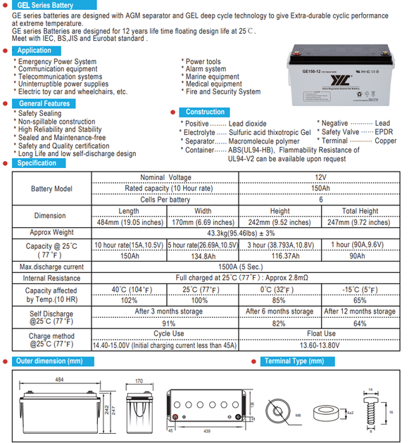 Аккумулятор Merlion GL121500M8 12 V 150 Ah - изображение 2