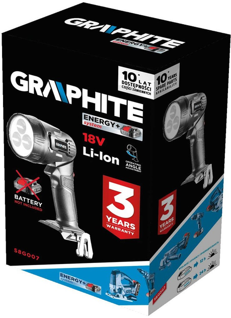Latarka Graphite Energy+ bez akumulatora 58G007 (5902062035356) - obraz 6