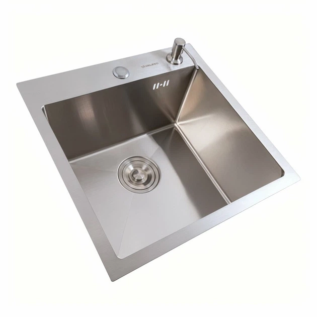 Комплект кухонної мийки Platinum Handmade HSBB 450x450x230 - зображення 3