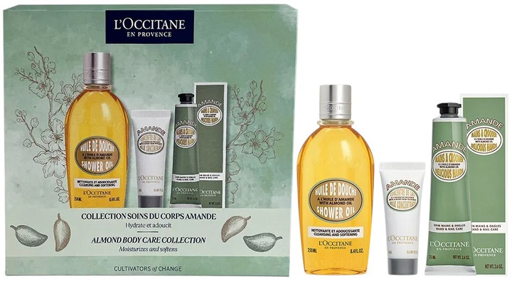 Набір для догляду за тілом L'occitane Almond Body Care Collection Олія для душу Migdał 250 мл + Крем для тіла Amande 75 мл + Крем для рук Amande 20 мл (3253581776308) - зображення 1