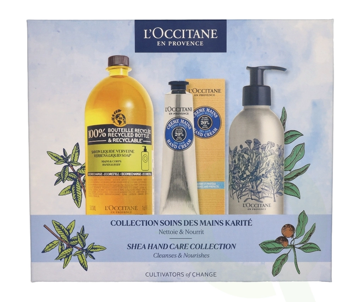 Zestaw kosmetyków do pielęgnacji ciała L'occitane Shea Hand Care Collection Mydło w płynie w zmiennym bloku Verbena 500 ml + Krem do rąk Shea Butter 75 ml + Mydło w płynie En Provence 250 ml (3253581776322) - obraz 1