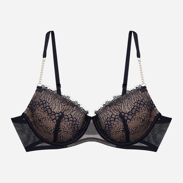 Бюстгальтер Push-up з кісточками мереживний Esotiq Bonjour 42518-61X 85B Чорний з бежевим (5903972528990) - зображення 11