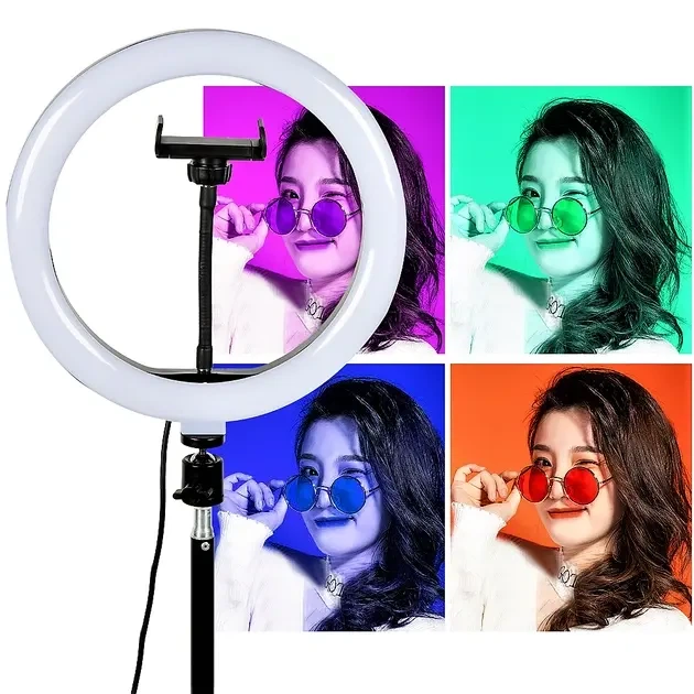 Кольцевая LED лампа RGB MJ38 38см 220V 1 крепл.тел USB + пульт - изображение 3