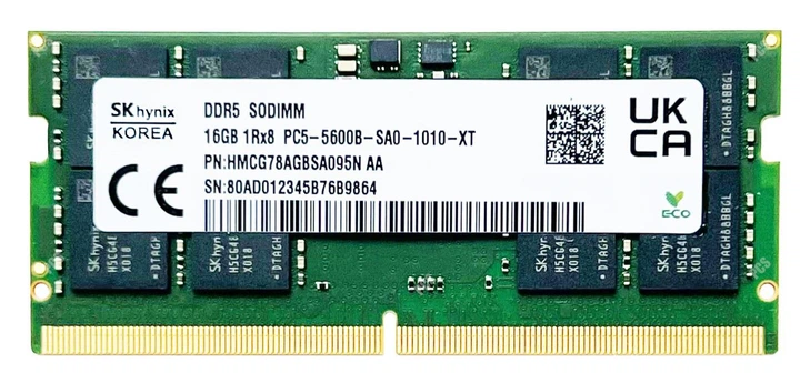 Оперативная память SK hynix SODIMM DDR5 16Gb 1Rx8 PC5-5600B-SA0