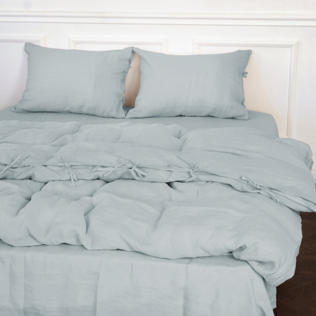 Акція на Підковдра MirSon Льон Двоспальна 175х210 см Linen Caspian від Rozetka