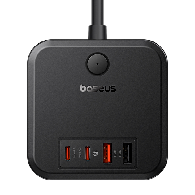 Мережевий зарядний пристрій Baseus PowerCombo Cube Power Strip 3AC+2U+2C 30W 1.5m EU Cluster Black E00066400117-00 - зображення 4
