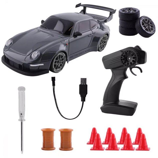 Машинка для дрифта на радиоуправлении Porsche 993 Carrera 2 - Темно-серая - Фото 2 Машинка для дрифта на радиоуправлении Porsche 993 Carrera 2 - Темно-серая - изображение 2