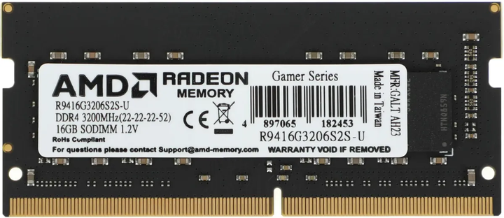Pamięć RAM AMD SODIMM DDR4-3200 16384 MB PC4-25600 R9 Gamer Series (R9416G3206S2S-U) - obraz 1