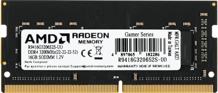 Pamięć RAM AMD SODIMM DDR4-3200 16384 MB PC4-25600 R9 Series (R9416G3206S2S-UO) - obraz 2