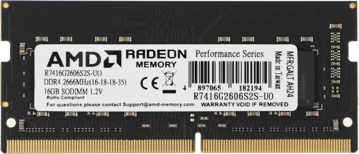 Pamięć RAM AMD SODIMM DDR4-2666 16384MB PC4-21300 Radeon R7 Performance (R7416G2606S2S-UO) - obraz 1