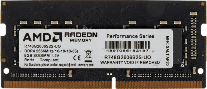 Pamięć RAM AMD SODIMM DDR4-2666 8192MB PC4-21300 Radeon R7 Performance (R748G2606S2S-UO) - obraz 1