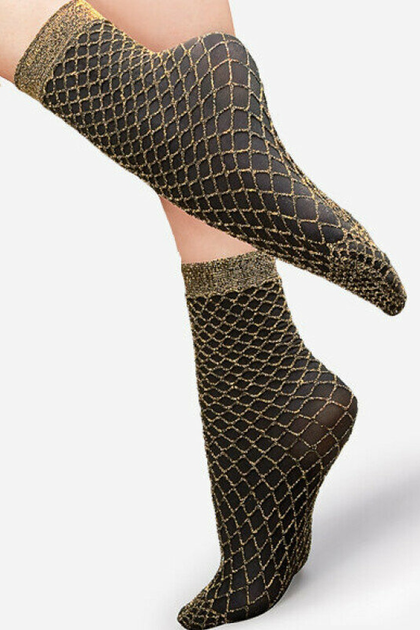 Носочки в сетку с люрексом Lores Dorado 60Den One Size Nero/Oro 