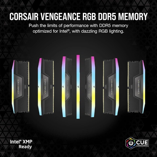 Оперативна пам'ять Corsair DDR5-5200 16384MB PC5-41600 Vengeance RGB Black (CMH16GX5M1B5200C40) - зображення 5