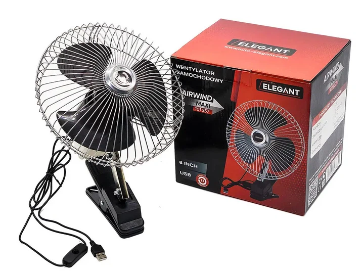 Вентилятор в салон (USB) метал. 12V 8" Elegant [EL 101 557] (прищепка) - изображение 3