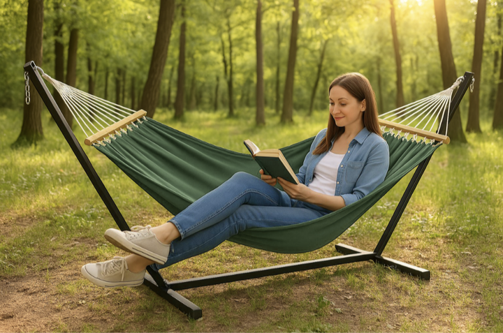 Двухместный гамак с планкой Hygge хаки XXL 200х150 WCG - изображение 9