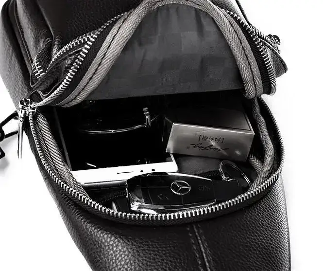 Мужской слинг с натуральной кожи сумка-рюкзак через плечо черная TIDING BAG-MK 83423 - Фото 6 Мужской слинг с натуральной кожи сумка-рюкзак через плечо черная TIDING BAG-MK 83423 - изображение 6