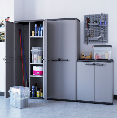 Багатофункціональна шафа пластикова Keter PIU Tall Cabinet 241540 сіра - изображение 4