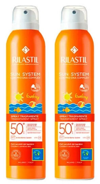 Сонцезахисний спрей для дітей Rilastil Sun System SPF 50 прозорий 2 х 200 мл (8428749009887) - зображення 1