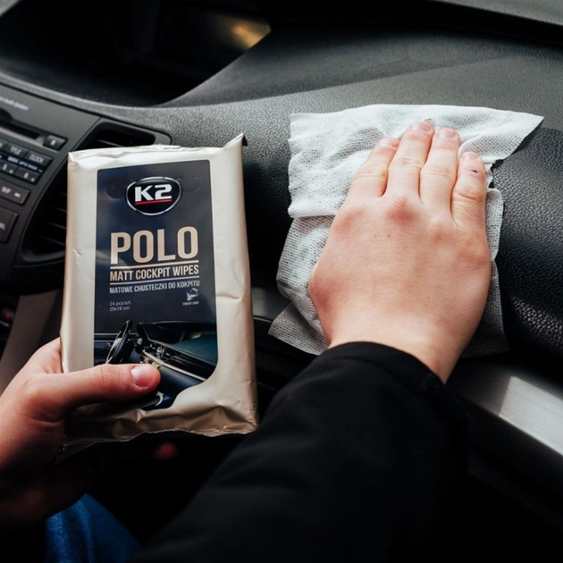 Ściereczki nawilżane K2 POLO MATT do czyszczenia deski rozdzielczej i elementów plastikowych 24 szt (5906534019196) - obraz 3