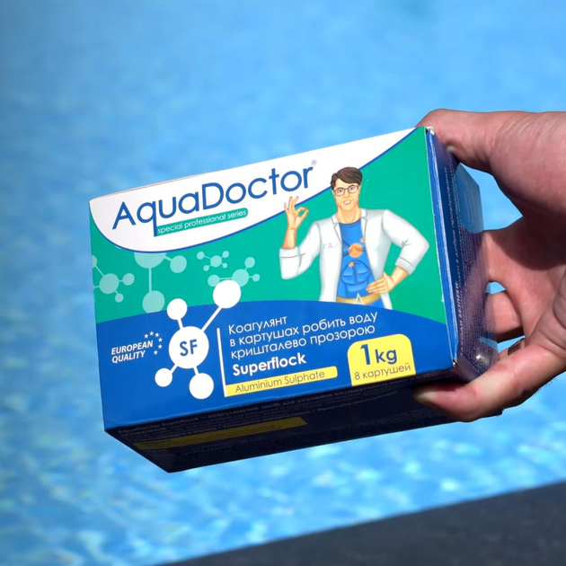 Коагулянт флокулянт в картушах против мутности в воде бассейна AquaDoctor SuperFlock 1 кг - изображение 4