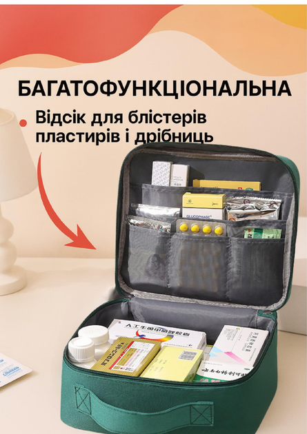 Универсальная аптечка-сумка для дома, автомобиля и путешествий Ziczic Green (Rd000386) - зображення 2