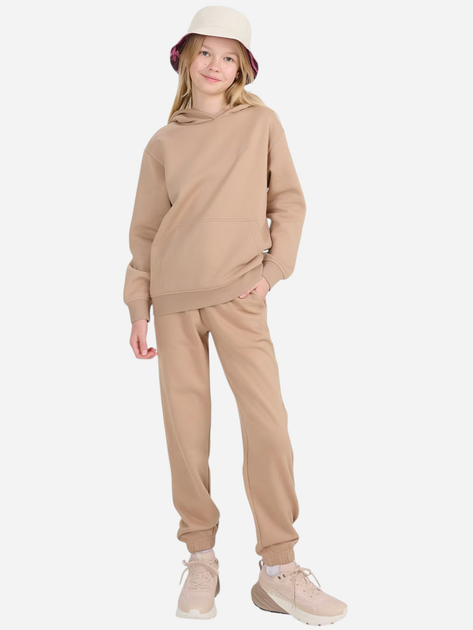 Spodnie dresowe dziewczęce młodzieżowe joggery 4F 4FJWSS25TTROF1187-83S 140 cm Beżowe (5905700426158) - obraz 2