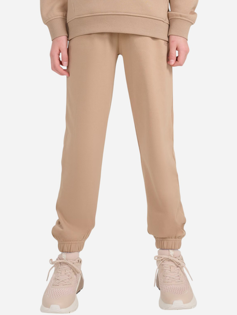 Spodnie dresowe dziewczęce młodzieżowe joggery 4F 4FJWSS25TTROF1187-83S 152 cm Beżowe (5905700426127) - obraz 1