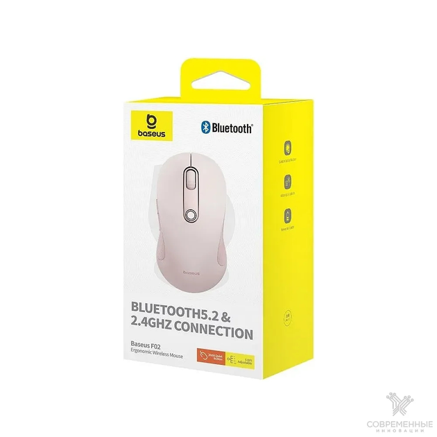 Компьютерная мышь Baseus F02 Ergonomic Wireless Mouse Pink, 2.4G, ВТ 5.2, 1000-4000 DPI, 1хАА, B01055505411-01 - изображение 7