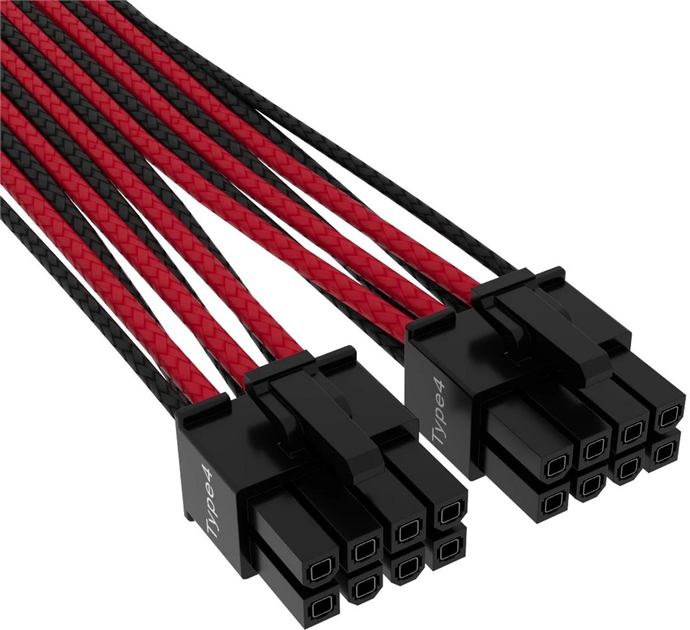 Кабель живлення Corsair PSU 12+4 PCIe 5.0 12V 600W 0.65 м Red/Black (CP-8920334) - зображення 2