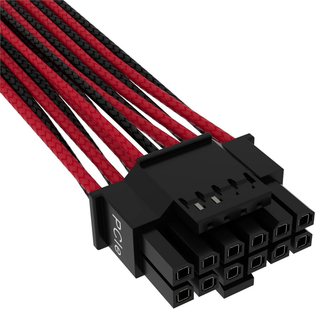 Кабель живлення Corsair PSU 12+4 PCIe 5.0 12V 600W 0.65 м Red/Black (CP-8920334) - зображення 3