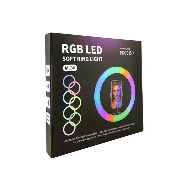 Лампа для селфі кольцева MJ36 USB LED RGB - изображение 4