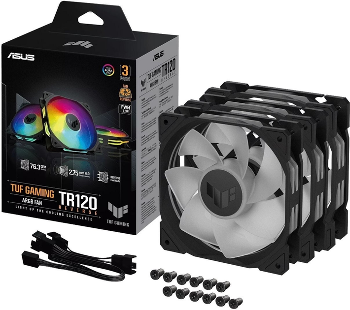 Zestaw wentylatorów ASUS TUF Gaming TR120 ARGB Triple Pack Reverse Blade Black (90DA00D0-B09020) - obraz 12