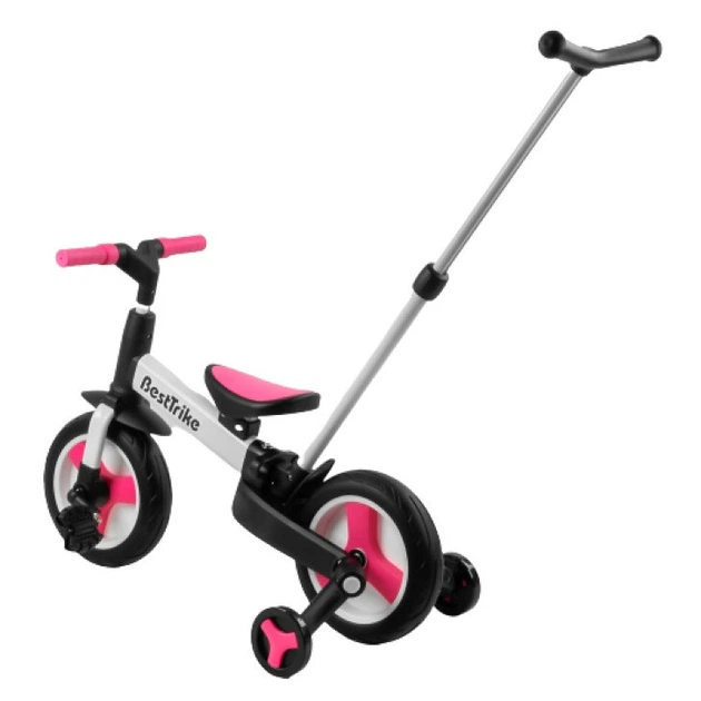 Велосипед-трансформер (беговел) с родительской ручкой Best Trike 55475 Бело-розовый - Фото 4 Велосипед-трансформер (беговел) с родительской ручкой Best Trike 55475 Бело-розовый - изображение 4