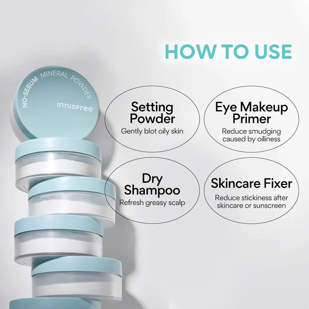 Безбарвна мінеральна матуюча розсипчаста пудра&nbsp;Innisfree No sebum Mineral Powder 5г - зображення 5
