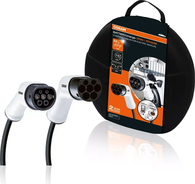 Kabel OSRAM do ładowania pojazdów elektrycznych OCC23205 7 Pin 32A 7.2 kW Type 2/Type 2 (4052899624122) - obraz 11
