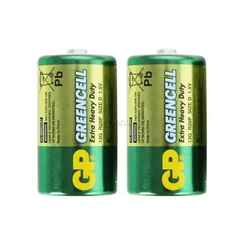 Батарейка GP R20 D (13G-S2) Greencell 2shrink - Фото 1 Батарейка GP R20 D (13G-S2) Greencell 2shrink - изображение 1