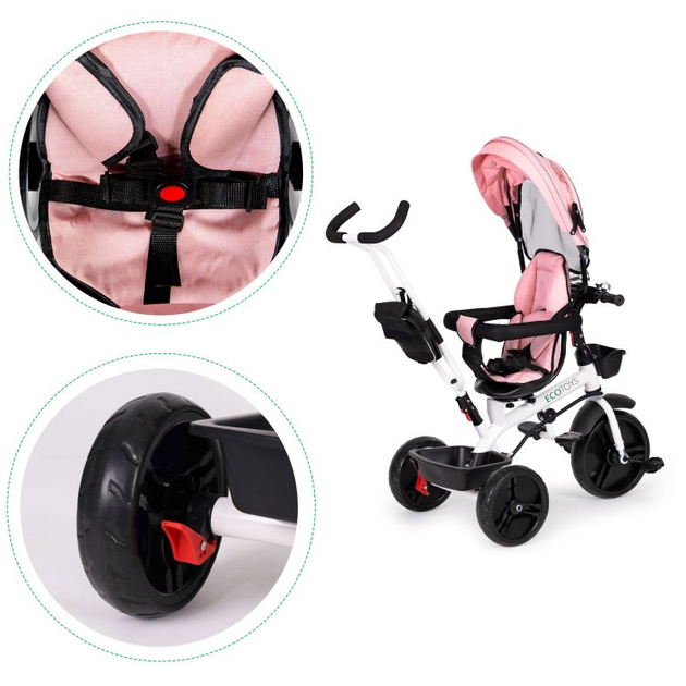 Rowerek trójkołowy EcoToys z obracanym siedziskiem 360° JM-322 Różowy (5903769974221) - obraz 6