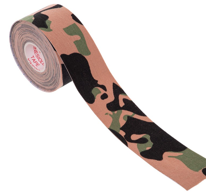 Кинезио тейп для лица и тела Kinesio tape, размер 2,5см*5м, зеленый комуфляж (LS-KT-07-2_5) - изображение 3