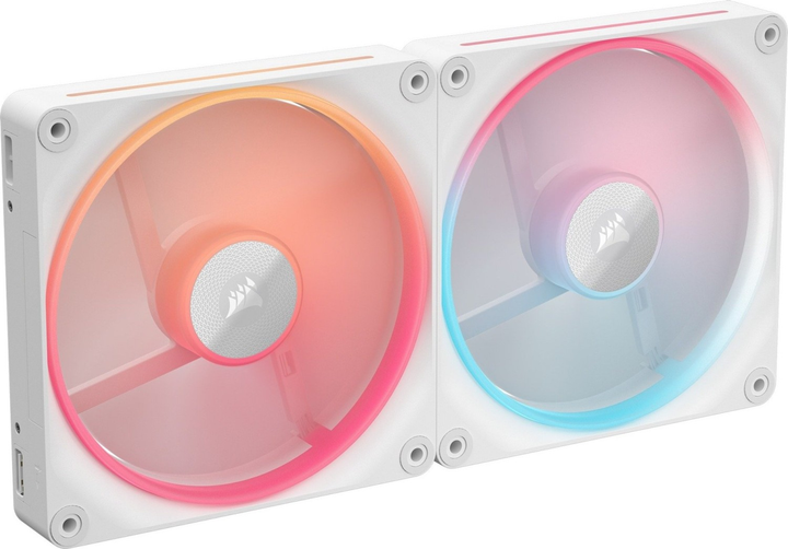 Набір вентиляторів Corsair iCUE LINK LX140-R RGB Starter Kit 140 мм 2-Pack White (CO-9051056-WW) - зображення 2