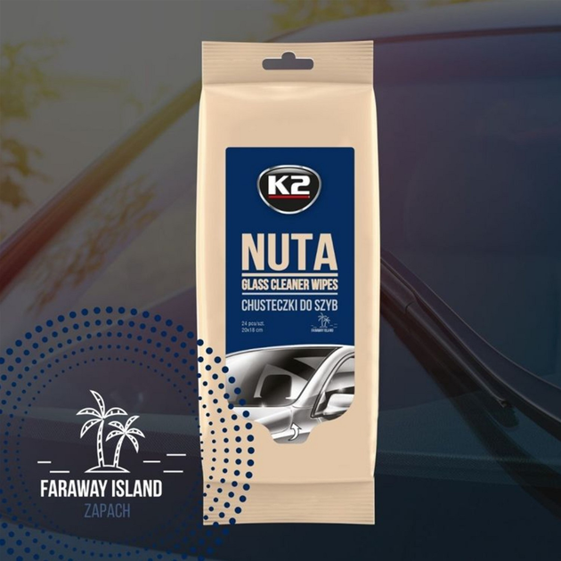 Ściereczki nawilżane K2 NUTA WIPES do czyszczenia szkła i luster 24 sztuki (5906534002204) - obraz 2