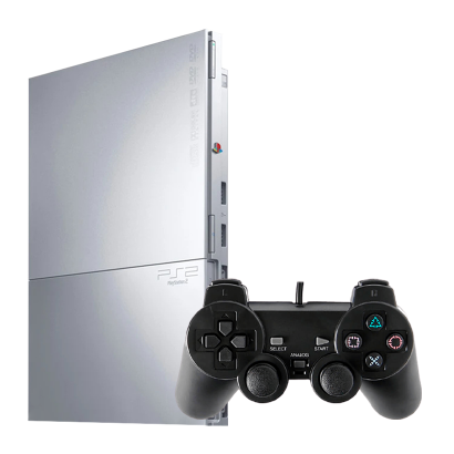 Набор Консоль Sony PlayStation 2 Slim SCPH-9xxx Europe Silver Б/У + Геймпад Проводной RMC Black - Фото 1 Набор Консоль Sony PlayStation 2 Slim SCPH-9xxx Europe Silver Б/У + Геймпад Проводной RMC Black - изображение 1