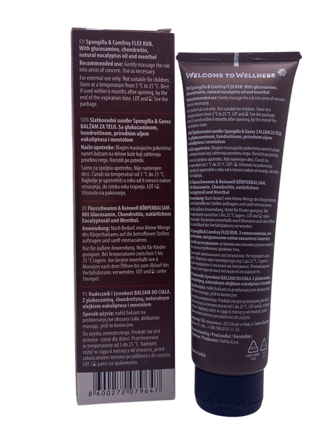 Бальзам для тела Dahlia окопник с глюкозамином хондроитином Spongilla & Comfrey FLEX RUB 100 мл - изображение 3