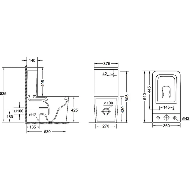 Унітаз-компакт Mixxus QUADRO-0403-R 640x360x835mm, система змиву RIMLESS (MI6710) - Фото 3 Унітаз-компакт Mixxus QUADRO-0403-R 640x360x835mm, система змиву RIMLESS (MI6710) - зображення 3