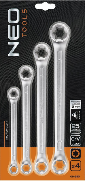Zestaw klucze oczkowych NEO Tools Torx T6 - T24 4 szt 09-980 (5907558412239) - obraz 2