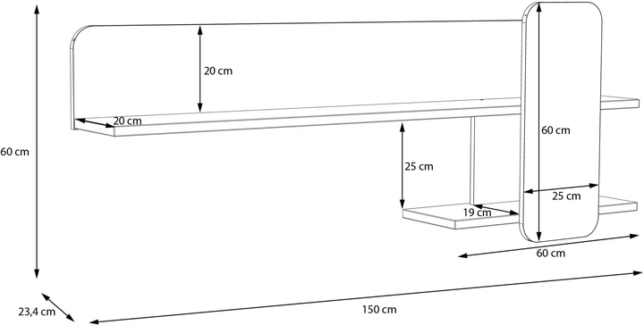 Полка Frisco Vodol 1500х600х234 мм Бежевый/Черный (23450-SFXB01) - изображение 5