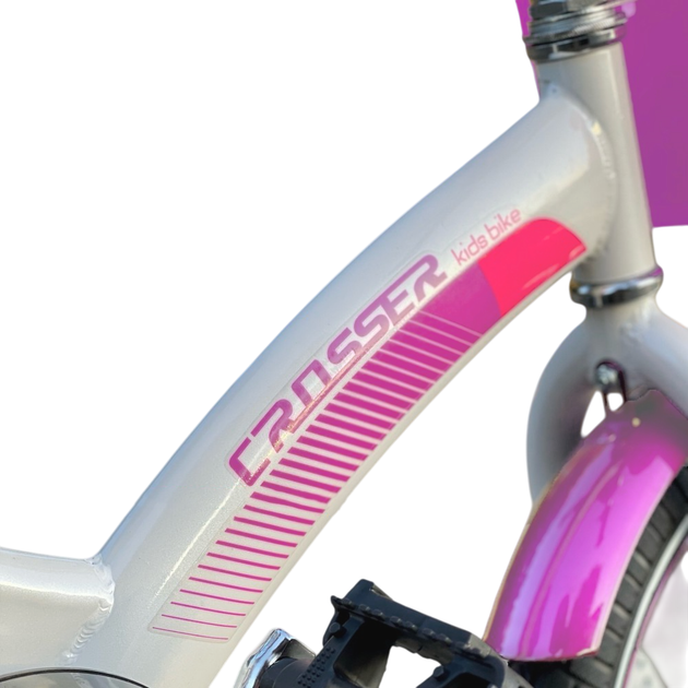 Дитячий велосипед з кошиком на кермі та бічними колесами Crosser Kids Bike 14" Рожевий - зображення 8